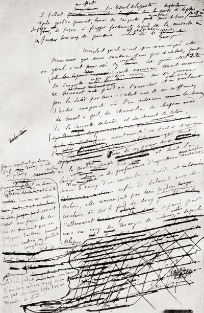 Van een pagina in het manuscript van Madame Bovary, van Gustave Flaubert, gepubliceerd 1935 door Gustave Flaubert